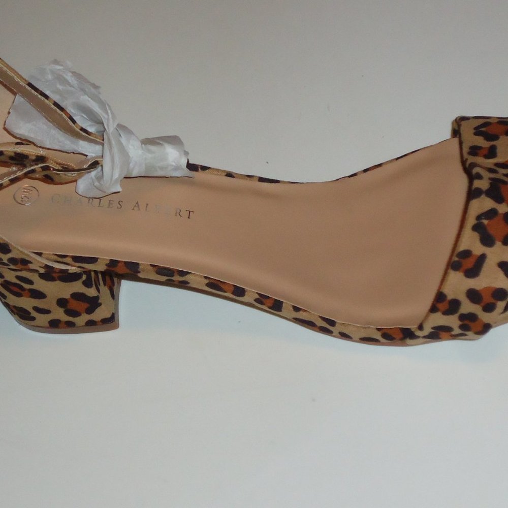 Vegan Faux Suede Leopard Strappy Sandals - Picture 11 of 11